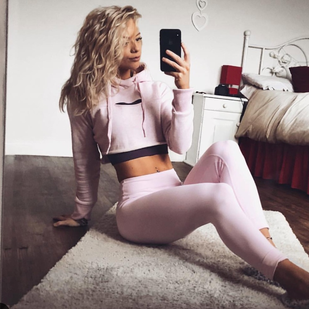 Gymshark raw edge hoodie chalk pink